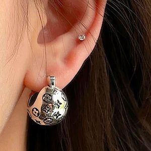 STERLING SILVER BALL DROP DANGLE HOOP EARRINGS